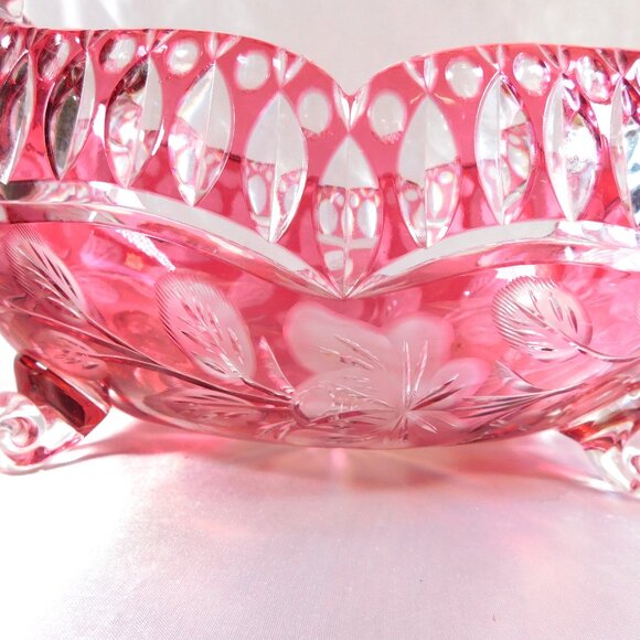 Pink Cut to Clear Footed Bowl # 25349 - Picture 5 of 5